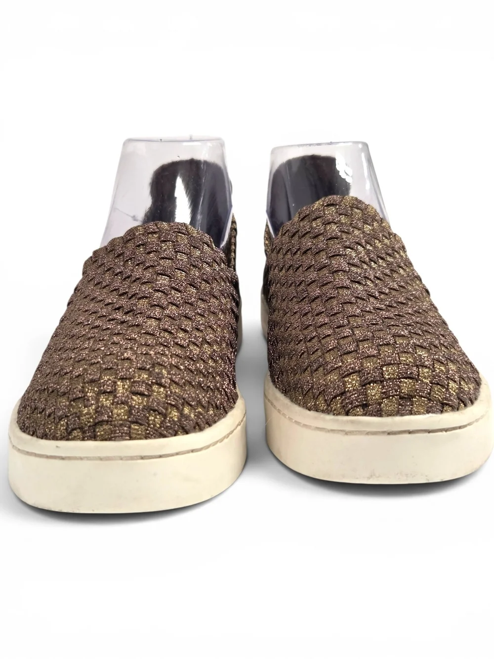 Steve Madden EXX Metallic Bronze Woven Slip-On Sneakers Size 9 EUC